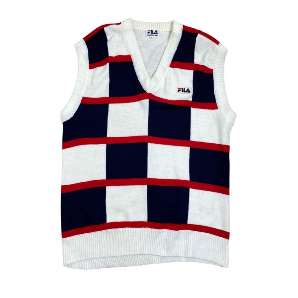 Vintage FILA Check Sweater Vest Size XL